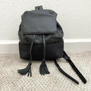 Rebecca Minkoff Black Leather Mansfield Drawstring Backpack